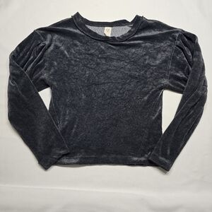 We The Free Crushed Velvet Long Sleeve Top in Charcoal Gray
